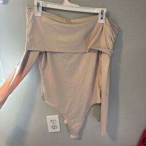 cream off the shoulder body suit